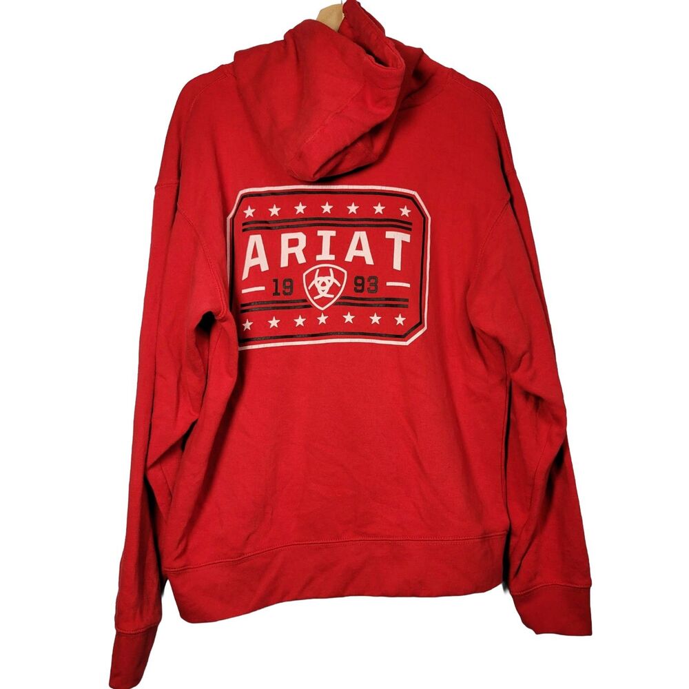Ariat Mens Red Graphic Logo Pullover Hoodie Sweatshirt L Western Americana